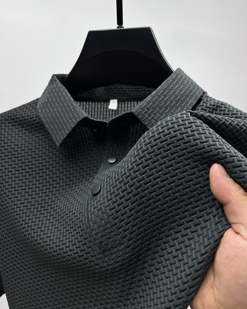 Men's Short Sleeve Polo Shirt Textured Design