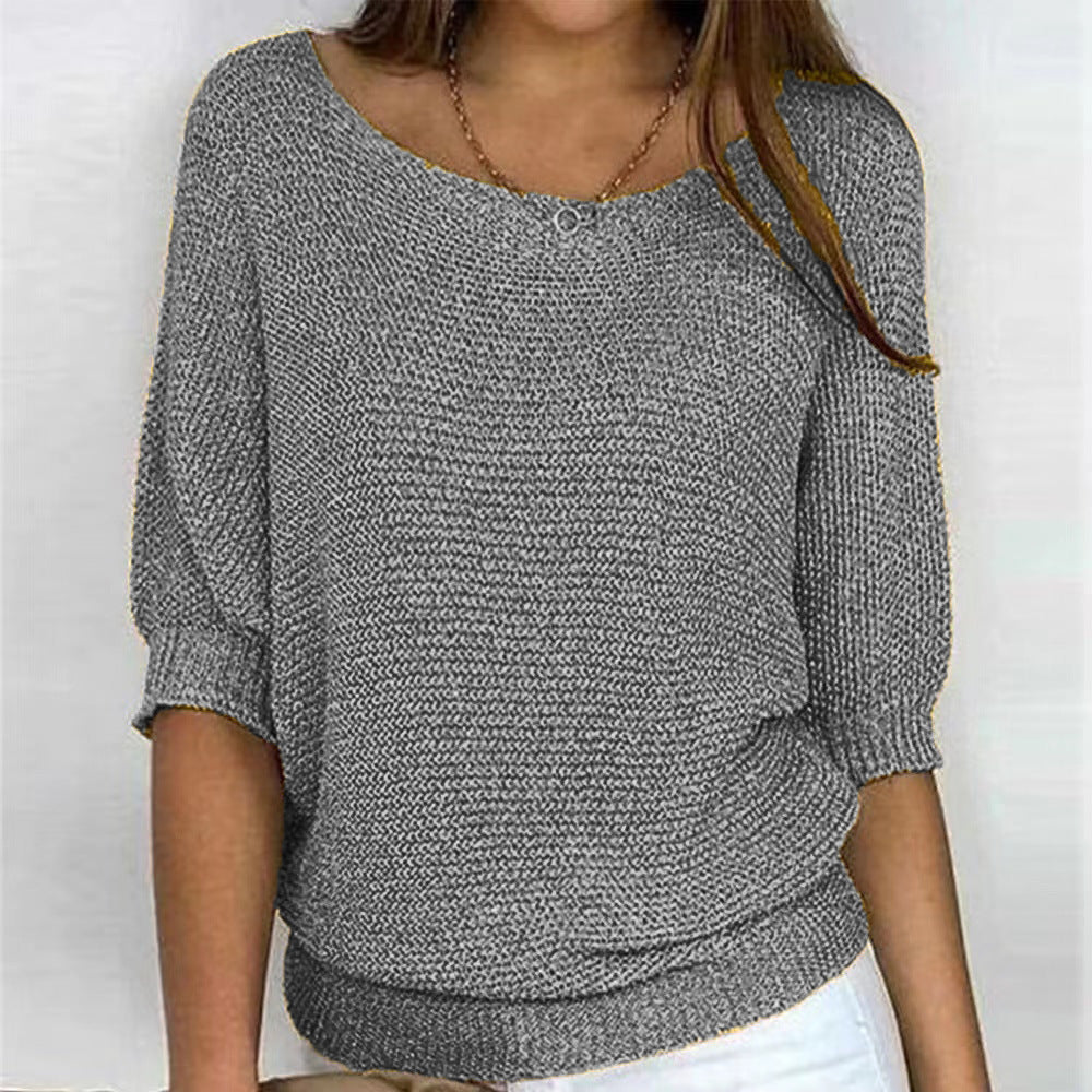 Women's Crew Neck Knitted Sweater