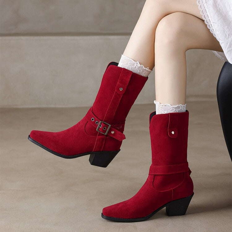 Women's Suede Mid Calf Boots