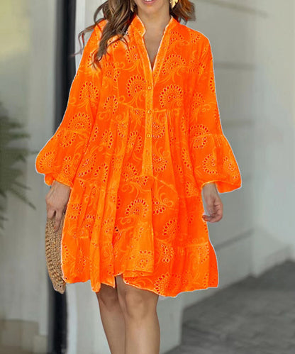 Women's Mini Long Sleeve Summer Dress Flowing Design