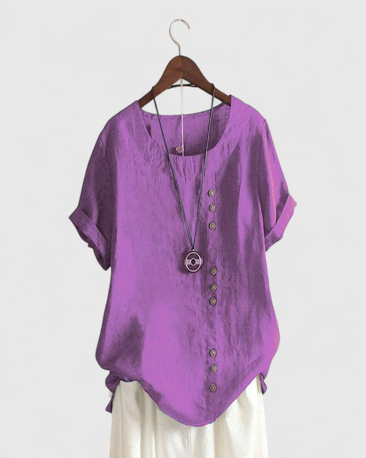 Stylish Asymmetrical Button Blouse