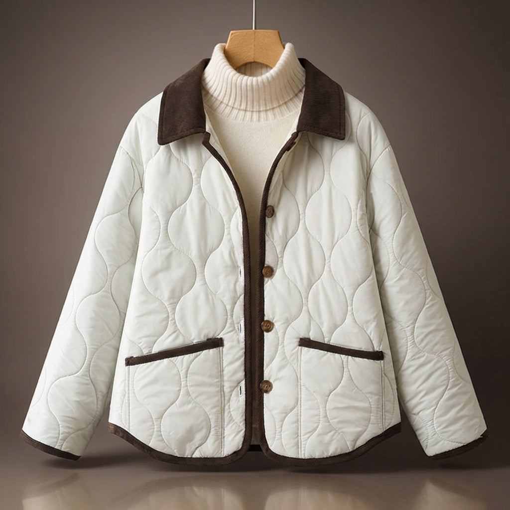 Quilted Jacket Corduroy Collar Button Front