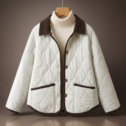 Quilted Jacket Corduroy Collar Button Front