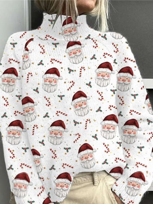 Christmas Sweater Santa Print