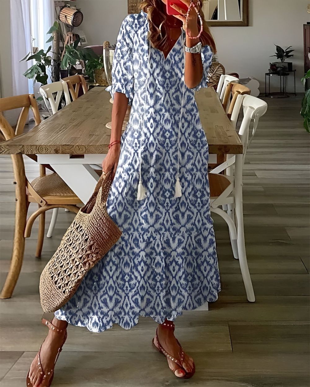 Women's Boho V-Neck Dress