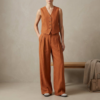 Linen Vest And Trousers Set