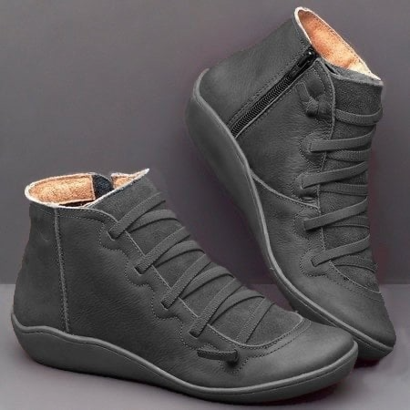 Women's Low Ankle Boots Lace Up Flat Style