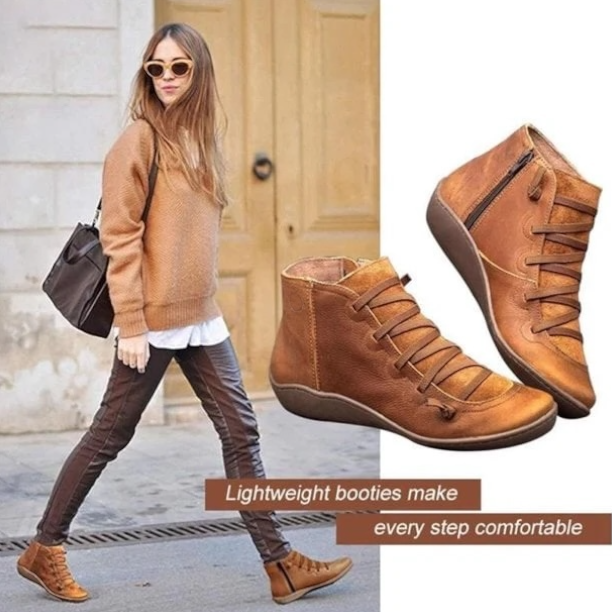 Women's Low Ankle Boots Lace Up Flat Style