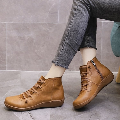 Women's Low Ankle Boots Lace Up Flat Style