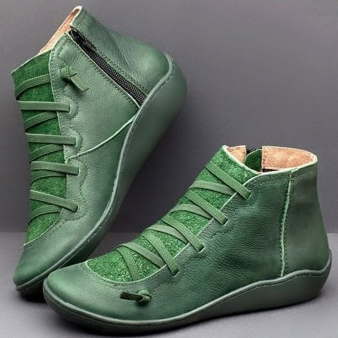 Women's Low Ankle Boots Lace Up Flat Style