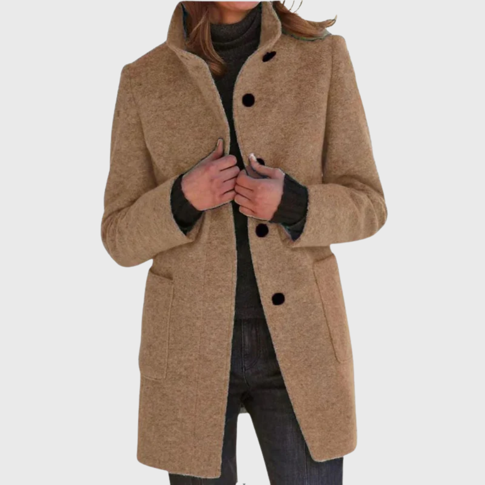 Women's Button Front Mid Length Coat