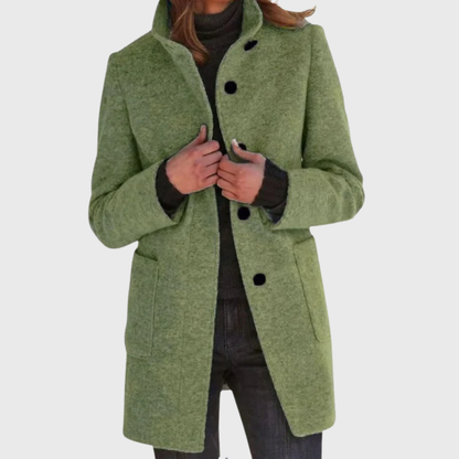 Women's Button Front Mid Length Coat