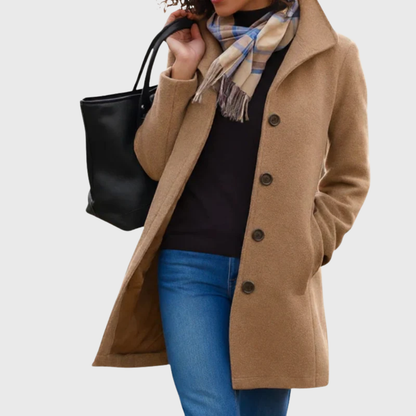 Women's Mid Length Button Front Casual Coat