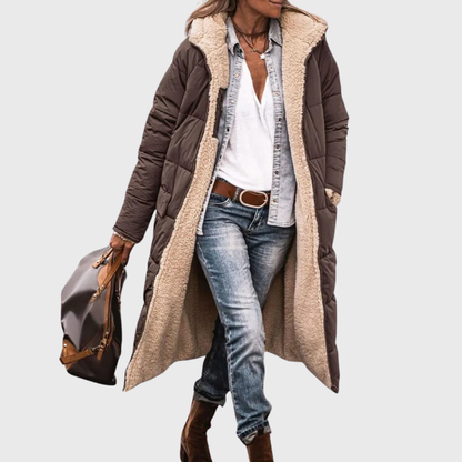 Women's Long Hooded Mid Length Coat