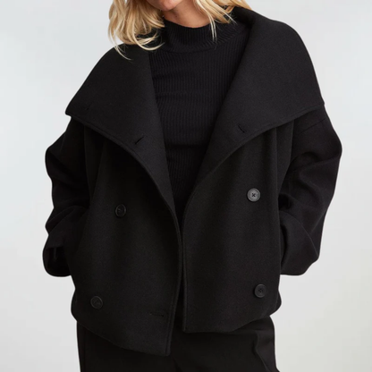 Women's Cropped Double Breasted Lapel Jacket
