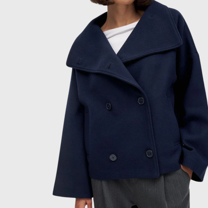 Women's Cropped Double Breasted Lapel Jacket