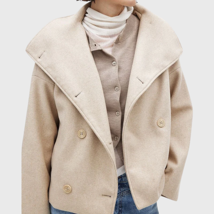 Women's Cropped Double Breasted Lapel Jacket