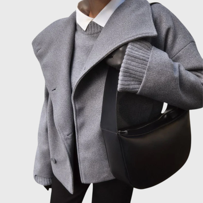 Women's Cropped Double Breasted Lapel Jacket