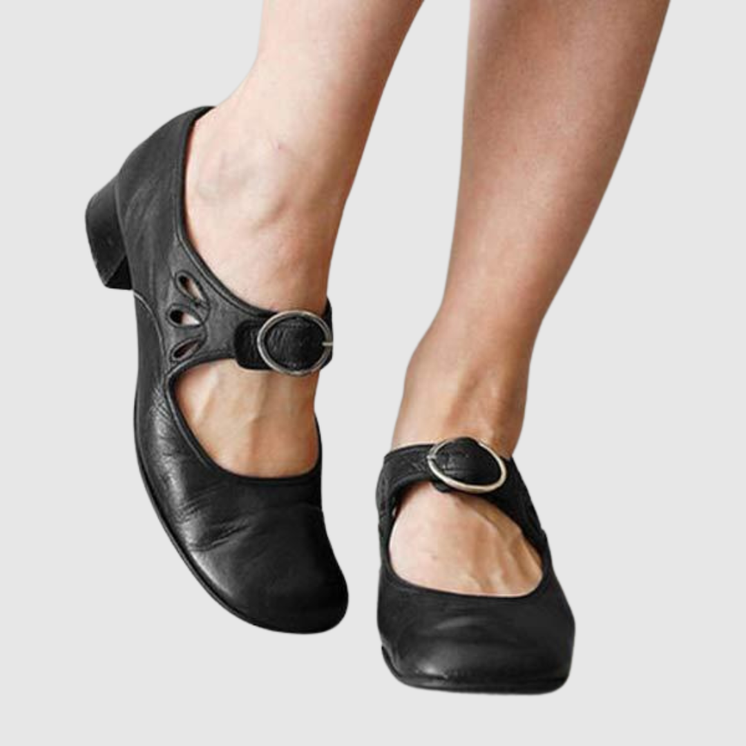 Women's Mary Jane Low Heel Shoes Buckle Strap