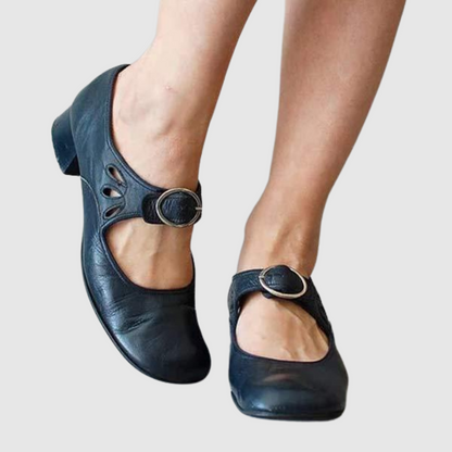 Women's Mary Jane Low Heel Shoes Buckle Strap