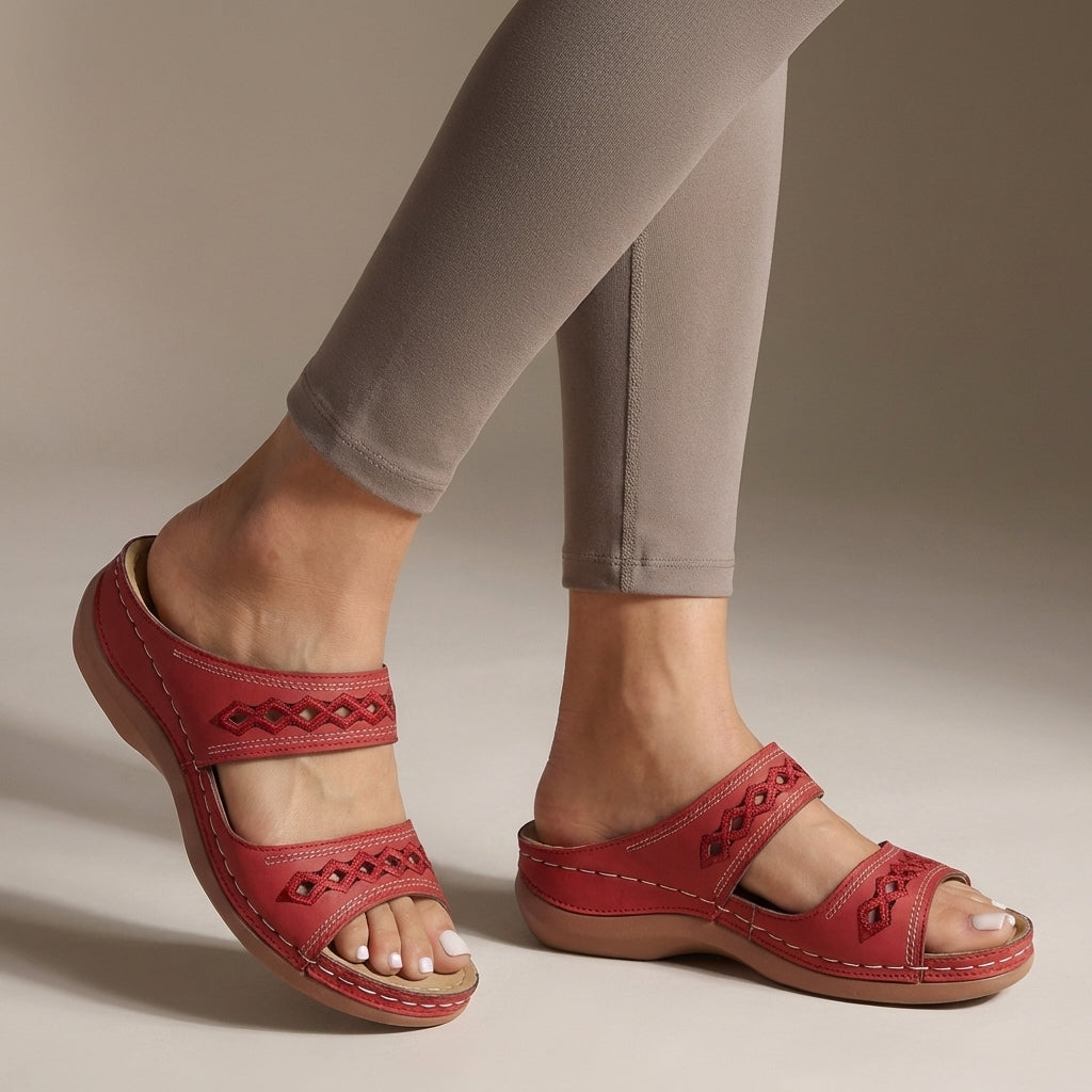 Hershey Women's Orthopedic Sandals Slip-On Leather Brown