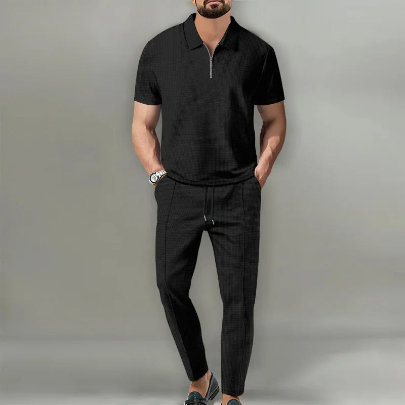 Men's 2-Piece Polo Set Zip Front Trousers