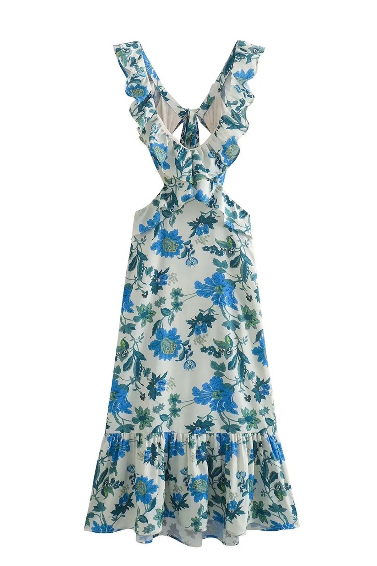 Women's Summer Maxi Dress Sleeveless Ruffle Strap