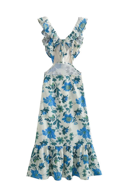 Women's Summer Maxi Dress Sleeveless Ruffle Strap