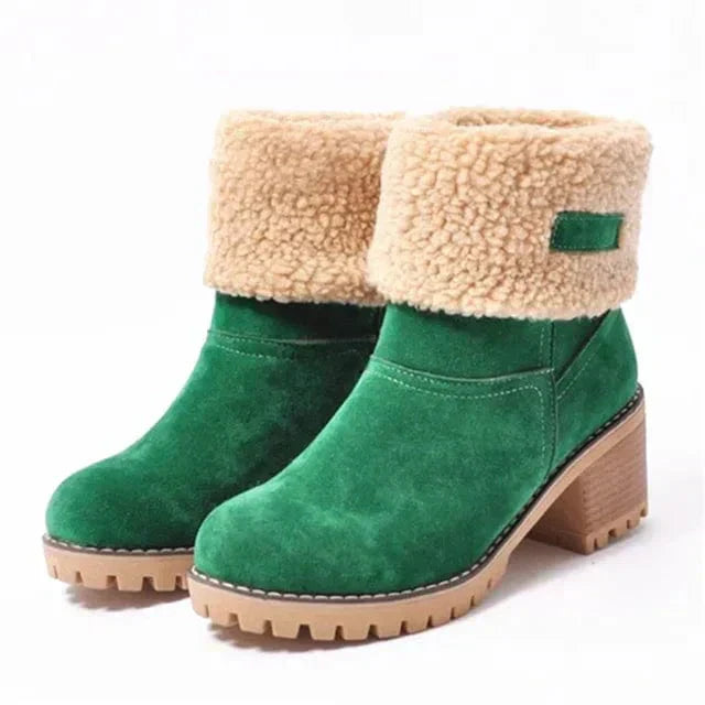 Women's Mid Calf Boots Block Heel Lug Sole
