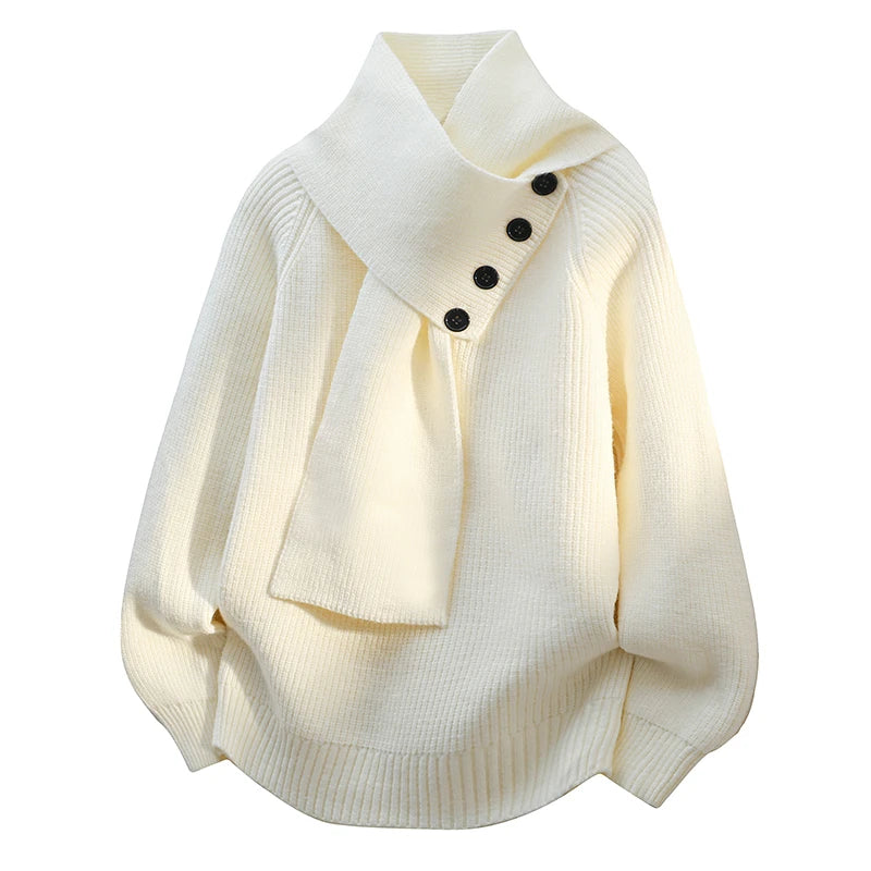 Women's Sweater Soft Scarf Neck Design