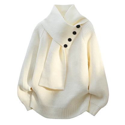 Women's Sweater Soft Scarf Neck Design