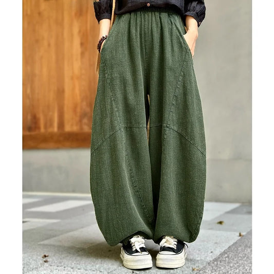 Women's Cotton Linen Wide Leg Pants