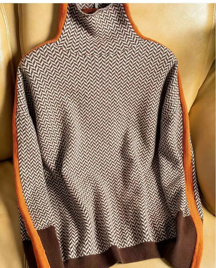 Women's Turtle Neck Printed Sweater