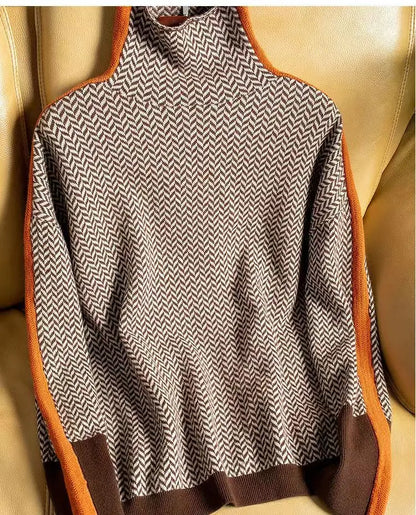 Women's Turtle Neck Printed Sweater