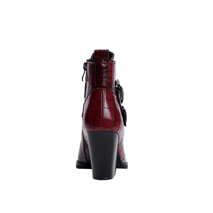 Women's Buckle Ankle Boots Textured Upper