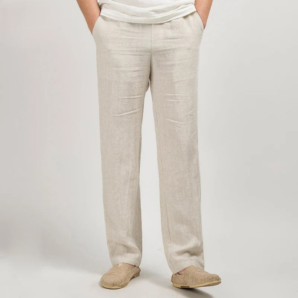 Women's Loose Fit Cotton Pants Lightweight Beige