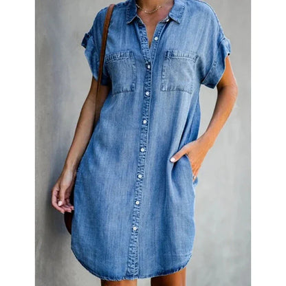 Women's Denim Shirt Dress Button Down