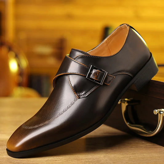 Cristiano Men's Leather Monk Strap Loafers