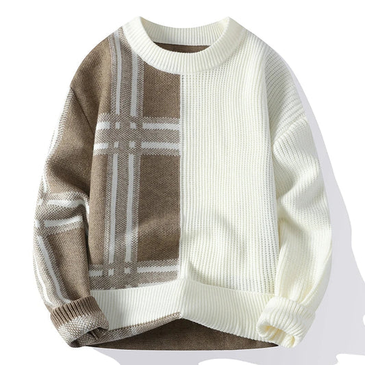 Modern Plaid Knit Sweater