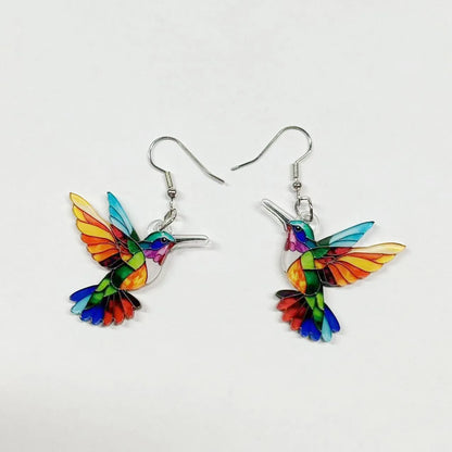 Hummingbird Glass Drop Earrings