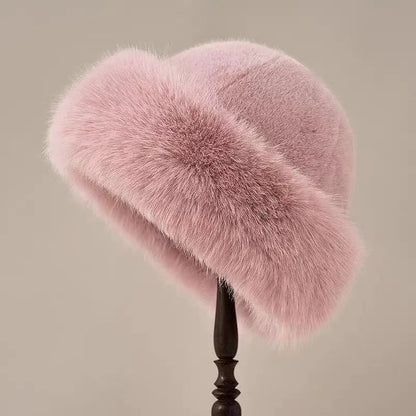 Women's Furry Bucket Hat Relaxed Fit Cozy Winter