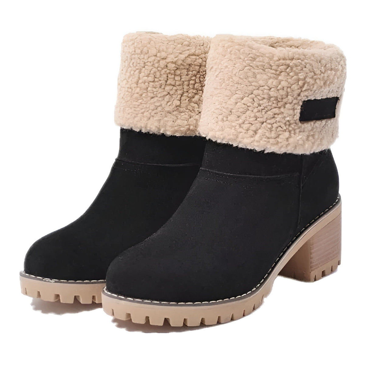 Women's Mid Calf Boots Block Heel Lug Sole