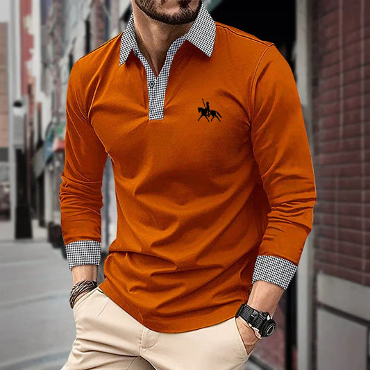 Men's Long Sleeve Slim Fit Polo Shirt
