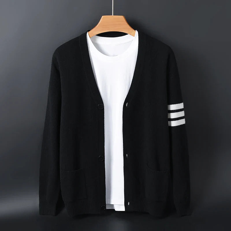 Striped Sleeve Knit Cardigan