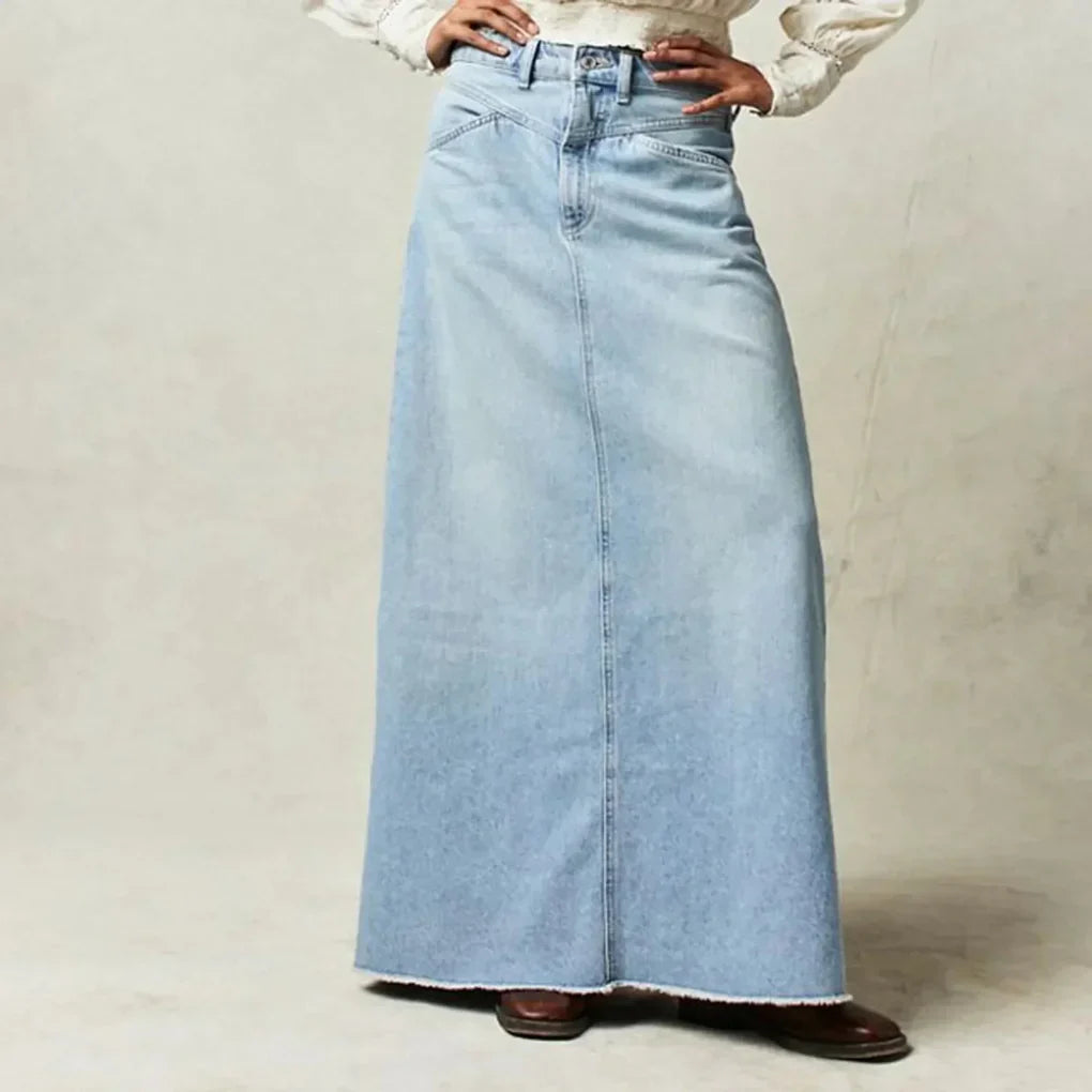 Women's High Waist Straight Denim Skirt