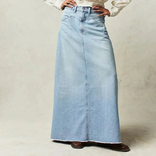 Women's High Waist Straight Denim Skirt