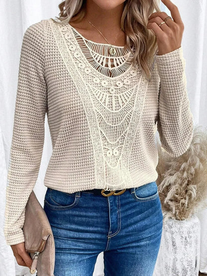Women's Crochet Lace Sweater V-Neck