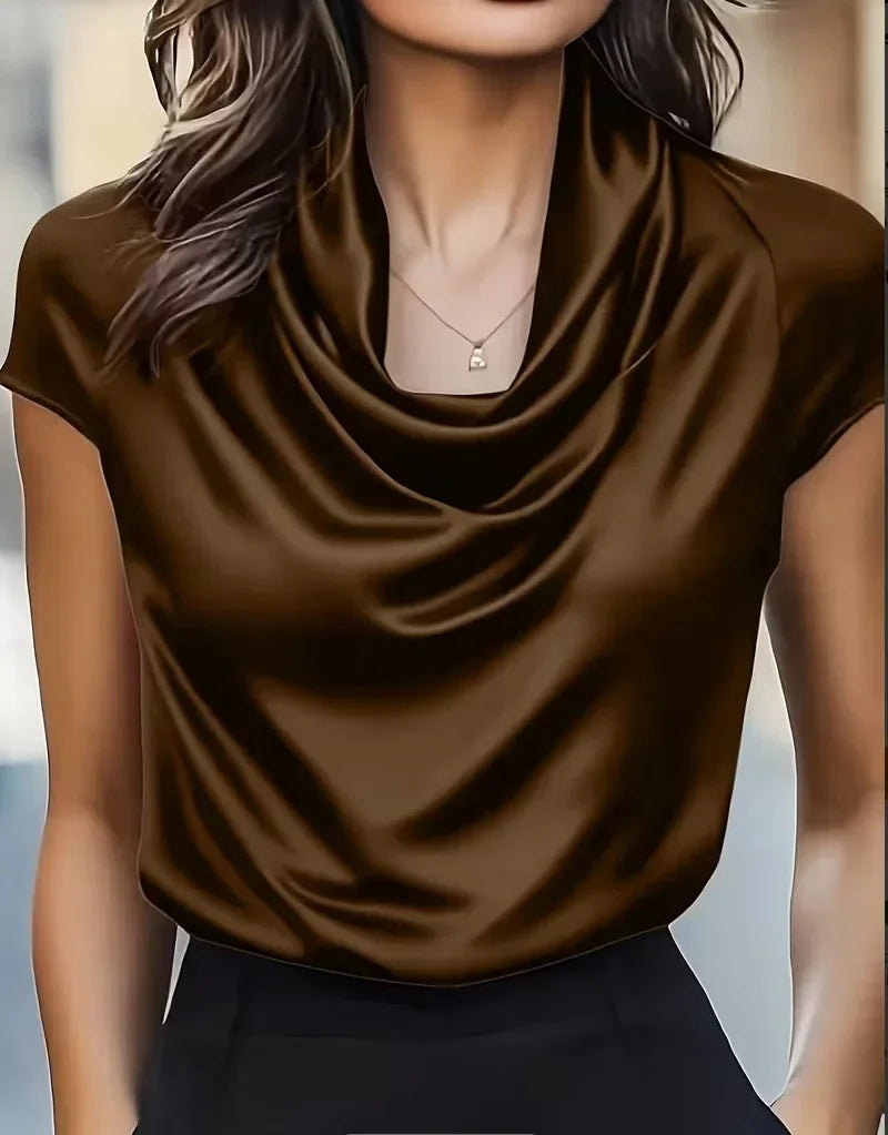 Women's Cowl Neck Satin Shirt