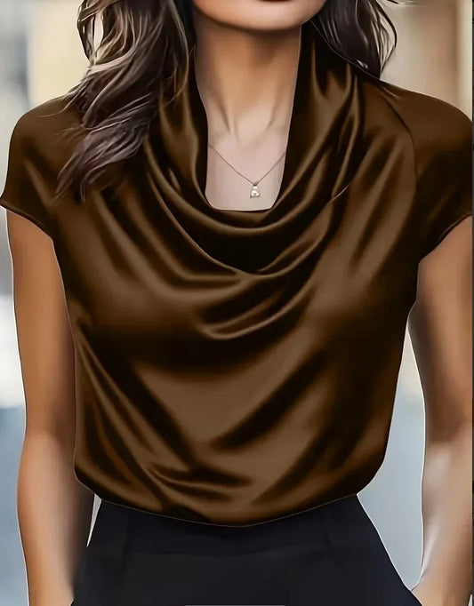 Women's Cowl Neck Satin Shirt