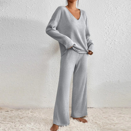 Women's V-Neck Knit Two-Piece Set